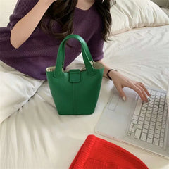 High Ladies Leather Bucket Bag All-match Shoulder Bag