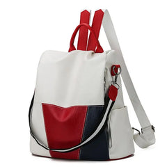 Leather Anti-Theft Women Backpack Large Capacity School Bag