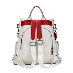 Leather Anti-Theft Women Backpack Large Capacity School Bag