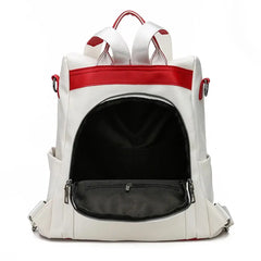 Leather Anti-Theft Women Backpack Large Capacity School Bag