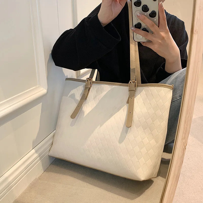 High-capacity Tote Bag Commuter Bag Female Joker Texture Bag