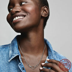 Silver Chunky Infinity Knot Chain Necklace for Women