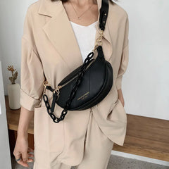 Women's Messenger Bag with Chains Shoulder Handbag PU Leather