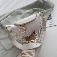 Women's Messenger Bag with Chains Shoulder Handbag PU Leather