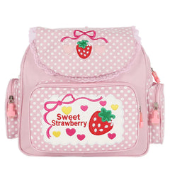 Embroidered Strawberry Children's Backpack, Pink, Birthday Gift