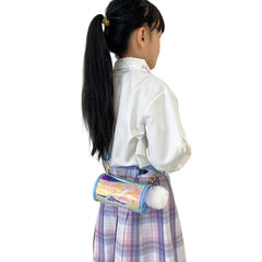 Kids Girls Crossbody Bag Clear Shoulder Purse with Pompom