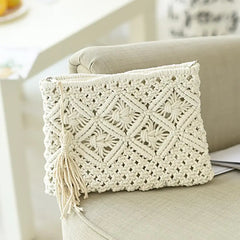 Women Envelope Hasp Beach Bag Clutch Female Braided Handbag