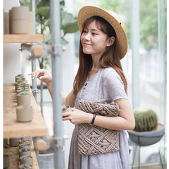 Women Envelope Hasp Beach Bag Clutch Female Braided Handbag