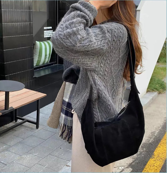 Matte Texture Shoulder Bag with Large Capacity