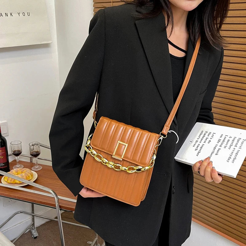 Pleated Chain One Shoulder Crossbody Bag Women