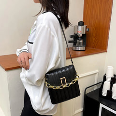 Pleated Chain One Shoulder Crossbody Bag Women
