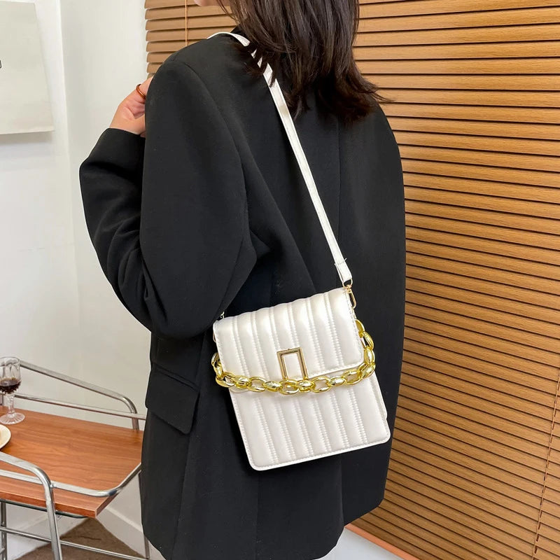 Pleated Chain One Shoulder Crossbody Bag Women