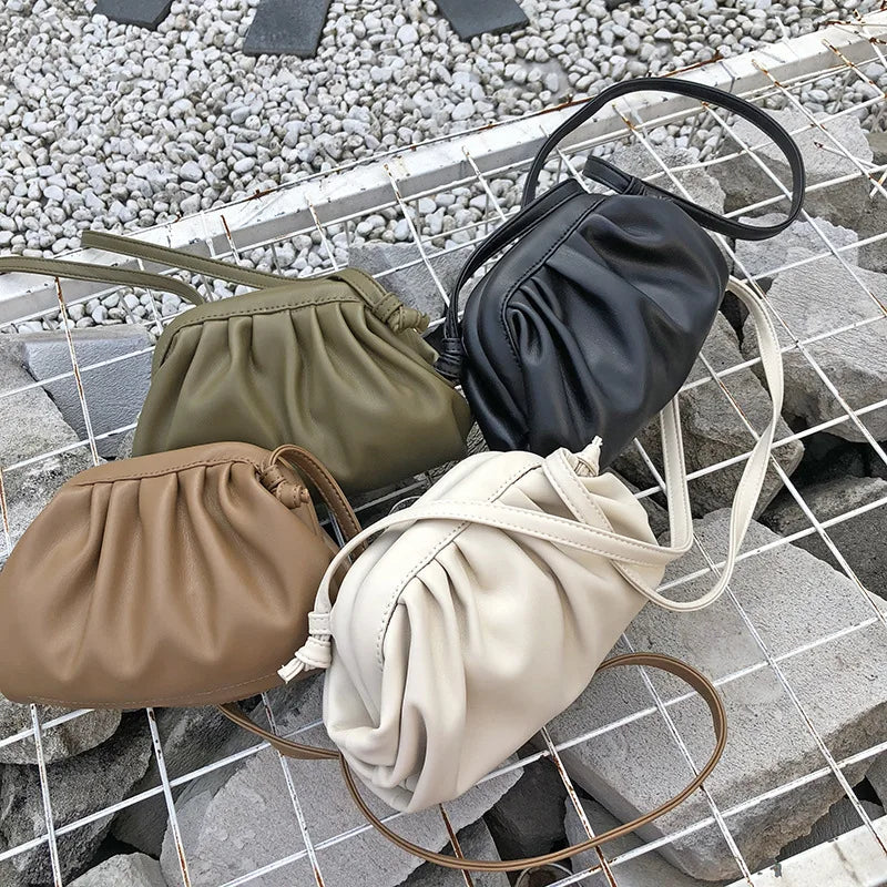 Cloud Wrinkled Dumpling Clip Shoulder Messenger Bag for Women