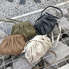 Cloud Wrinkled Dumpling Clip Shoulder Messenger Bag for Women