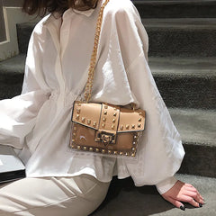 Rivet Shoulder Bag Women Chain Transparent Square Bag