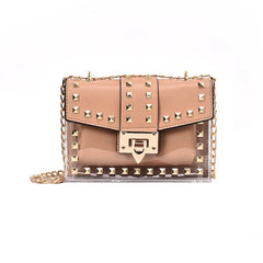 Rivet Shoulder Bag Women Chain Transparent Square Bag