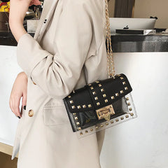 Rivet Shoulder Bag Women Chain Transparent Square Bag