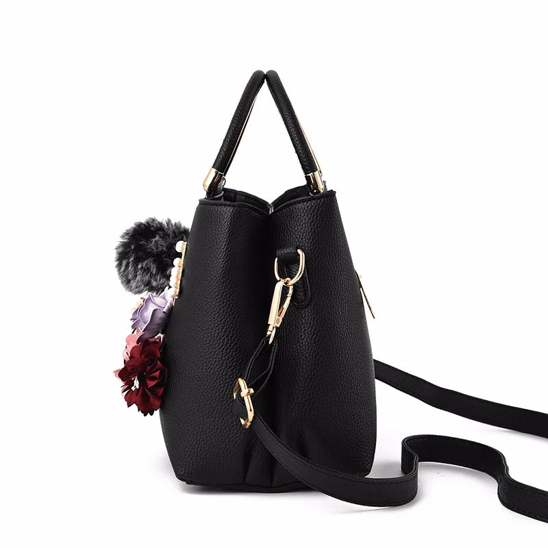 Artificial Flower Shoulder Messenger Bag PU Solid Handbag