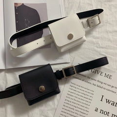 Retro Mini Leather Waist Bag for Women, Detachable Stylish Belt Pouch