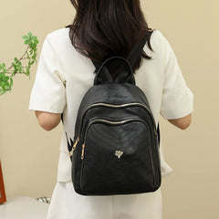 Colorful PU Leather Backpack Large Capacity Double Zipper Travel Backpack