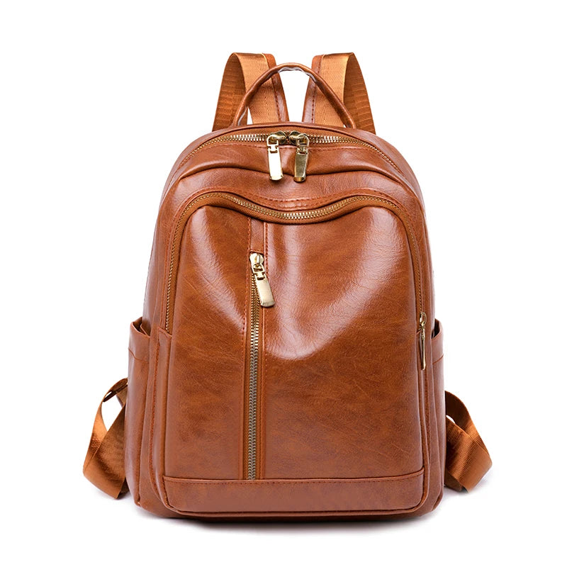 Women's Soft Leather Backpack Large Capacity School Bag Travel Backpack