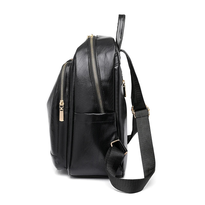 Women's Soft Leather Backpack Large Capacity School Bag Travel Backpack
