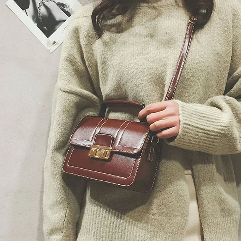 Oil Leather Women Bag Adjustable Shoulder Strap