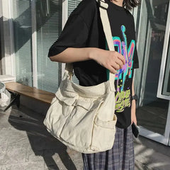 Large Capacity Canvas Shoulder Bags Denim Leisure Or Travel Bag for Women
