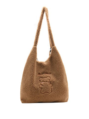 Large Capacity Soft Canvas Tote Ladies Handbags Plush Shoulder for Women