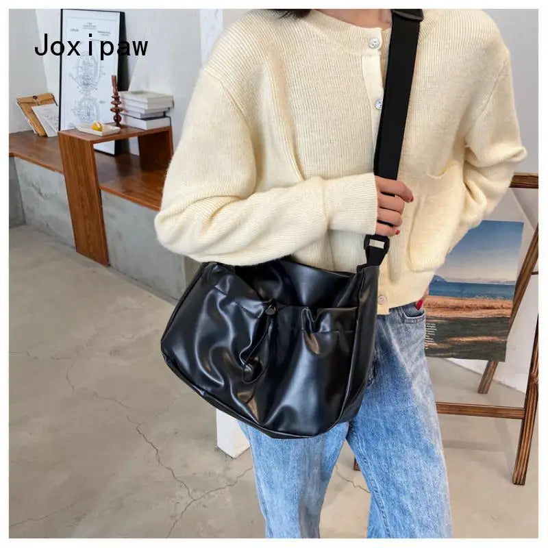 Large Capacity Shoulder Bag for Women Soft Pu Leather Messenger Bag