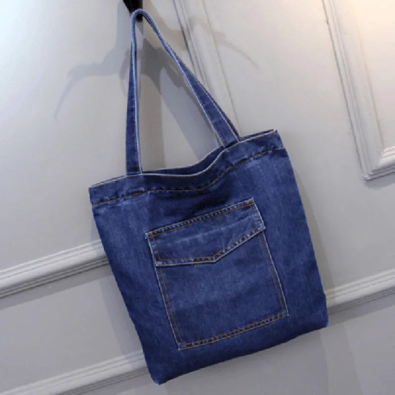 Large Capacity Women Shoulder Bags Street Canvas Denim