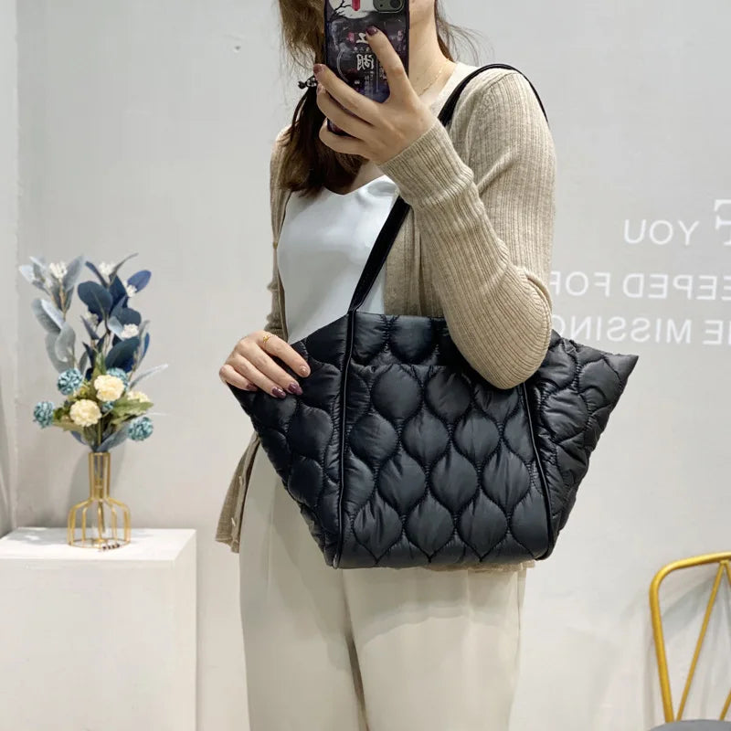 Large Shoulder Bag Handbags For Women Soft Down Cotton Casual Tote