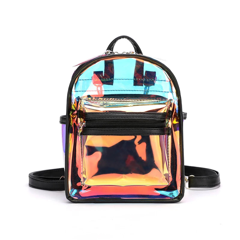 Laser Transparent PVC Mini Clear Backpack Women Shoulder Bag Waterproof