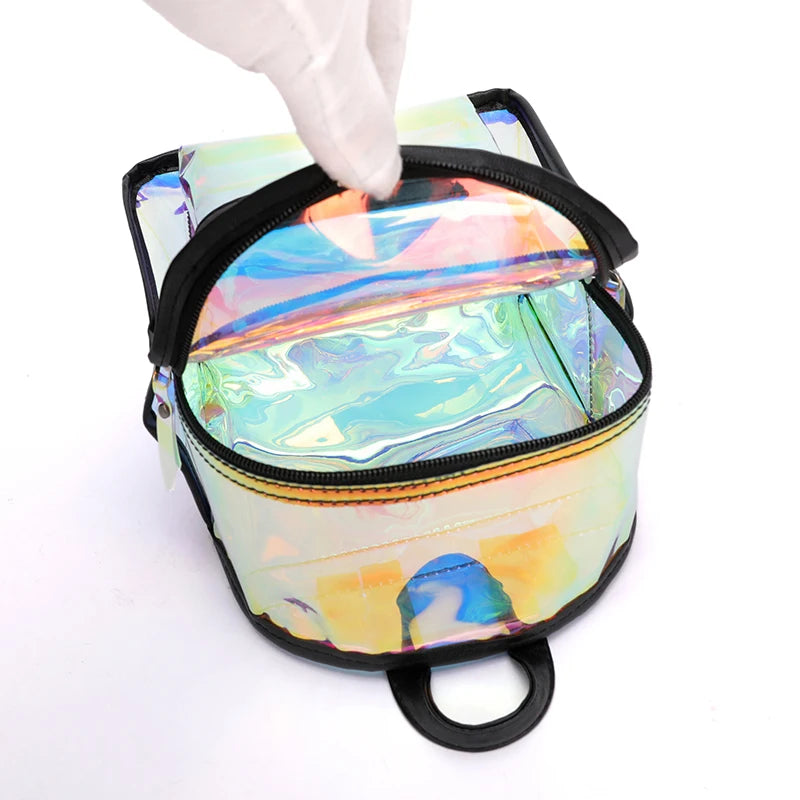 Laser Transparent PVC Mini Clear Backpack Women Shoulder Bag Waterproof