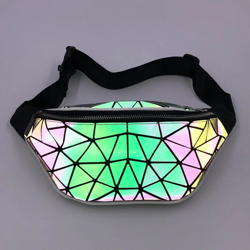 Holographic Waist Bag Geometry Fanny Pack Men Women Travel Chest Handbag