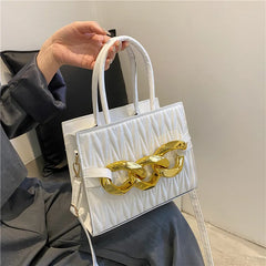 Leather Shoulder Bag for Women Chain Flap Quilted Small Square Bags
