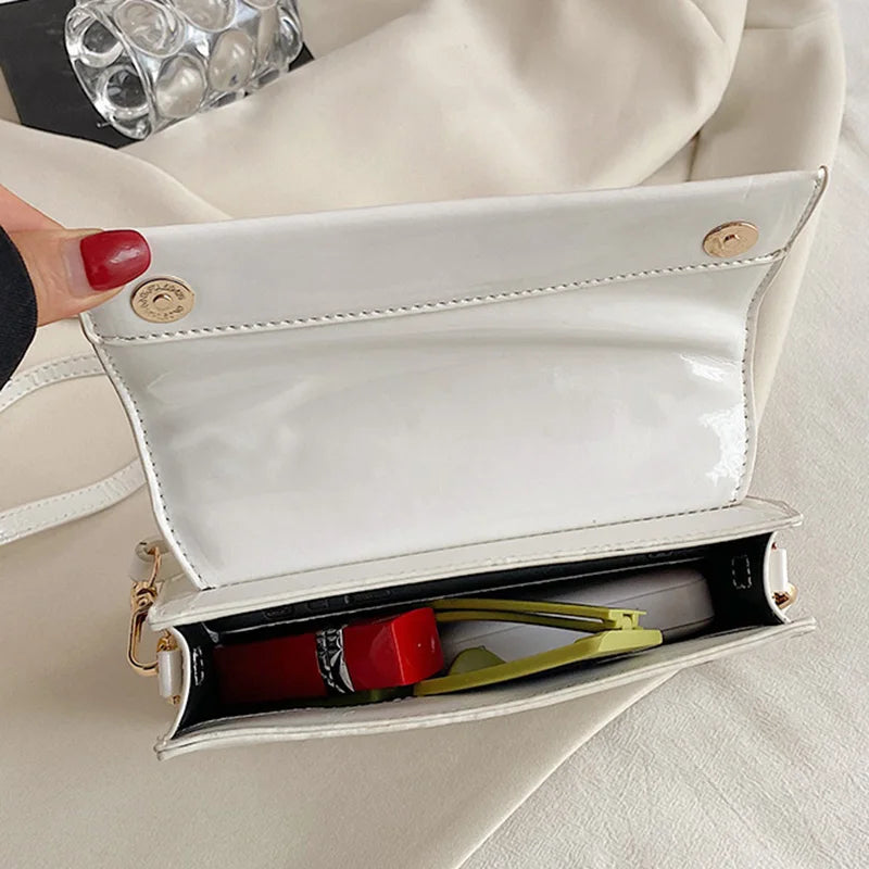 Women Shoulder Bags Purple Orange Handbags Clutch Ladies Patent Leather