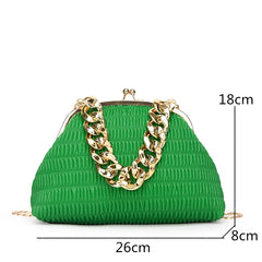 Women Shoulder Bag Pleated Pu Leather Crossbody Bags Chain Top Handle Bag