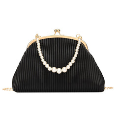 Women Shoulder Bag Pleated Pu Leather Crossbody Bags Chain Top Handle Bag