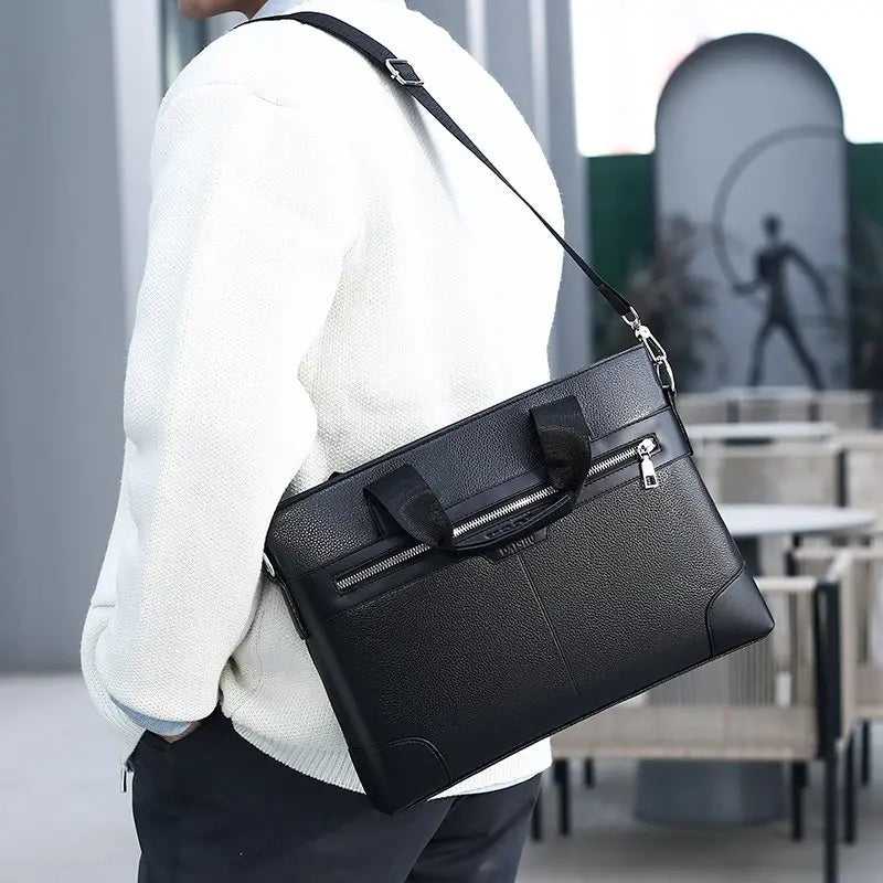 Leather Men's Briefcase Shoulder Bag Messenger Casual Tote Computer Bags