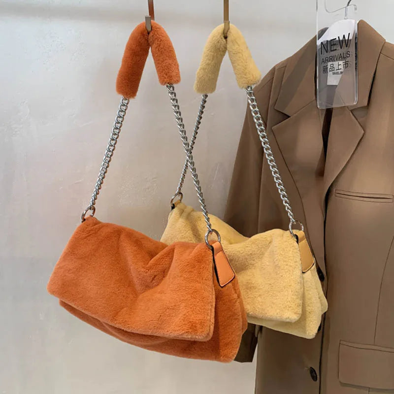 Plush Women Handbag Clutch Chain Shoulder Bags Large Shopping Crossbody Bags