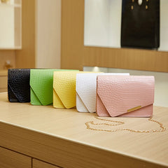Chain Crossbody Bag PU Solid Purses Hasp Messenger Bag