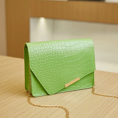 Chain Crossbody Bag PU Solid Purses Hasp Messenger Bag