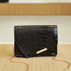 Chain Crossbody Bag PU Solid Purses Hasp Messenger Bag