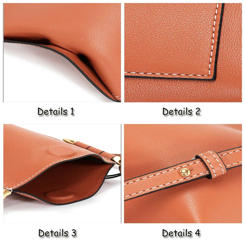 Soft Leather Mini Shoulder Bag Vintage Design Women's Mobile Phone Bag