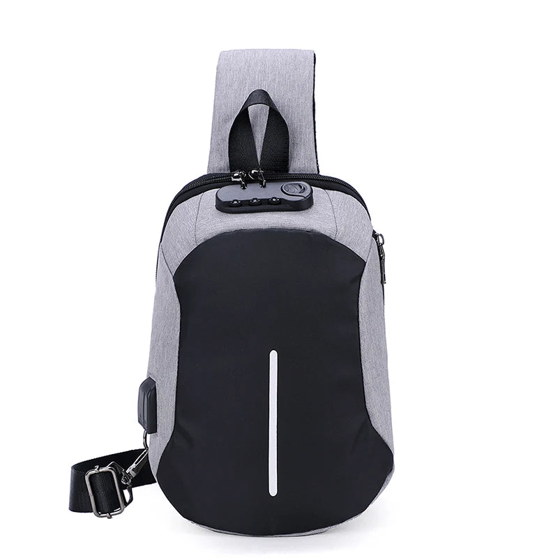 Men's USB Crossbody Bag Anti Theft Shoulder Bag