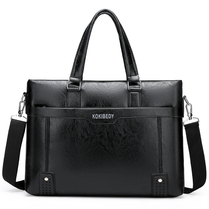 Men Briefcase 14 inch Pu leather Men's Shoulder Bag Crossbody Bags Bussi