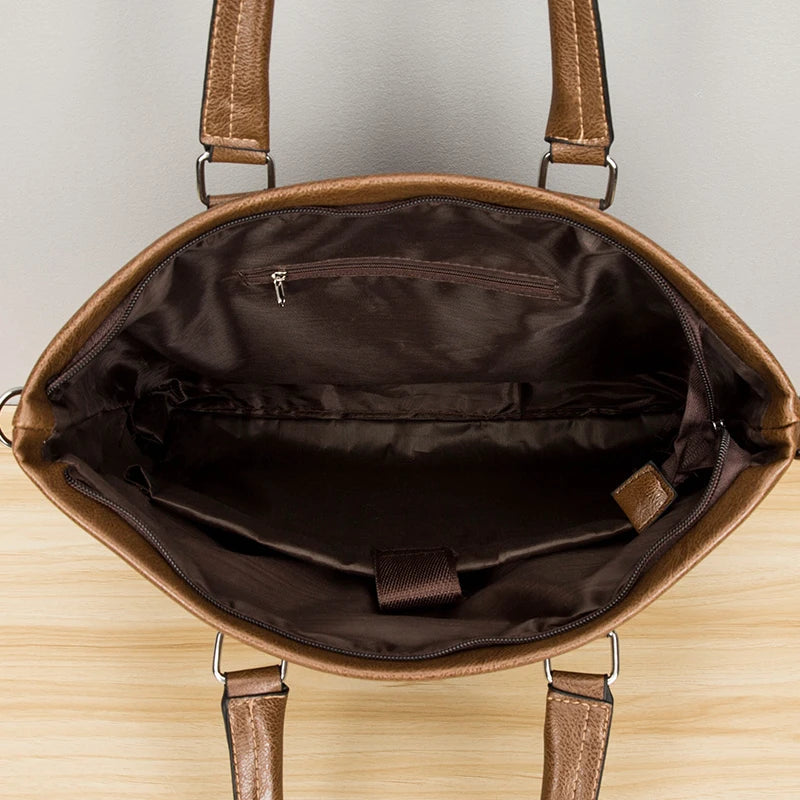 Men Briefcase 14 inch Pu leather Men's Shoulder Bag Crossbody Bags Bussi