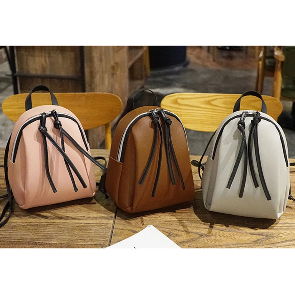 Mini PU Leather Backpack Women's Small Shoulder Bag with Fringe Zipper