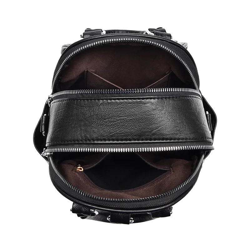 Multi-function Soft Leather Shoulder Messenger Bag Backpack